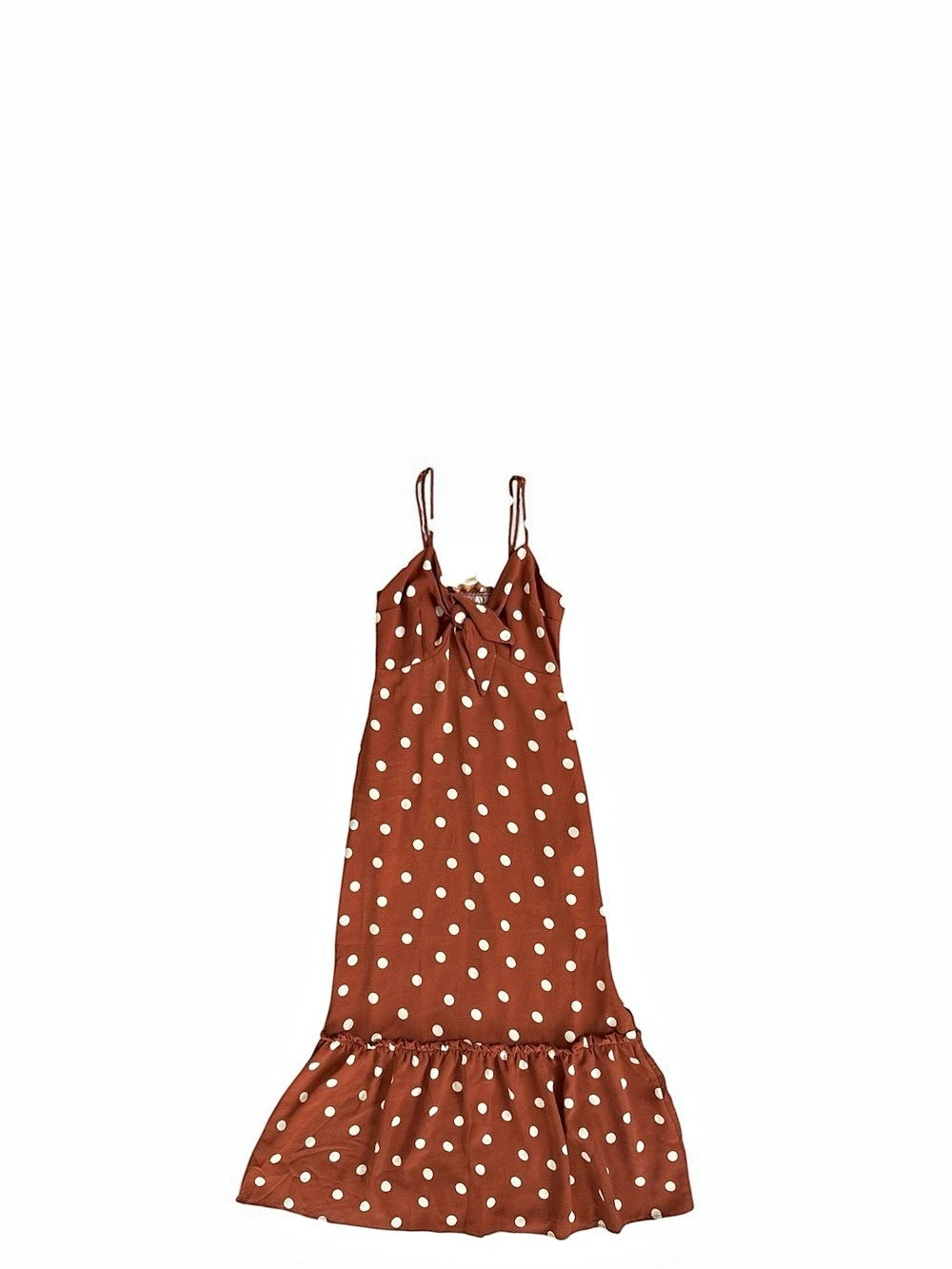 Monteau Polka Dot Mini Dress Brown & White Small